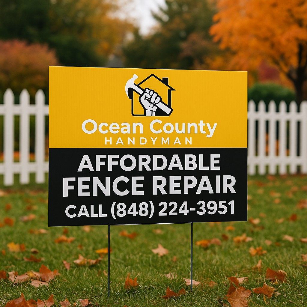 Picket Fence Repair Sign For Ocean County Handyman