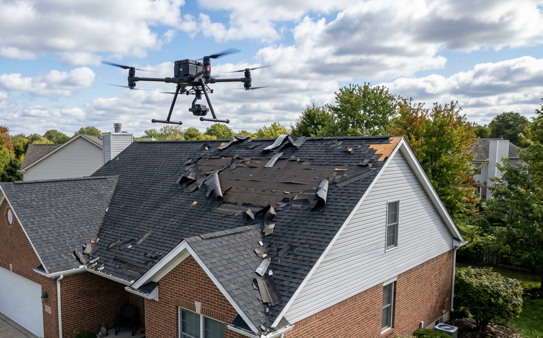 Drone Inspecting Roof Damage
