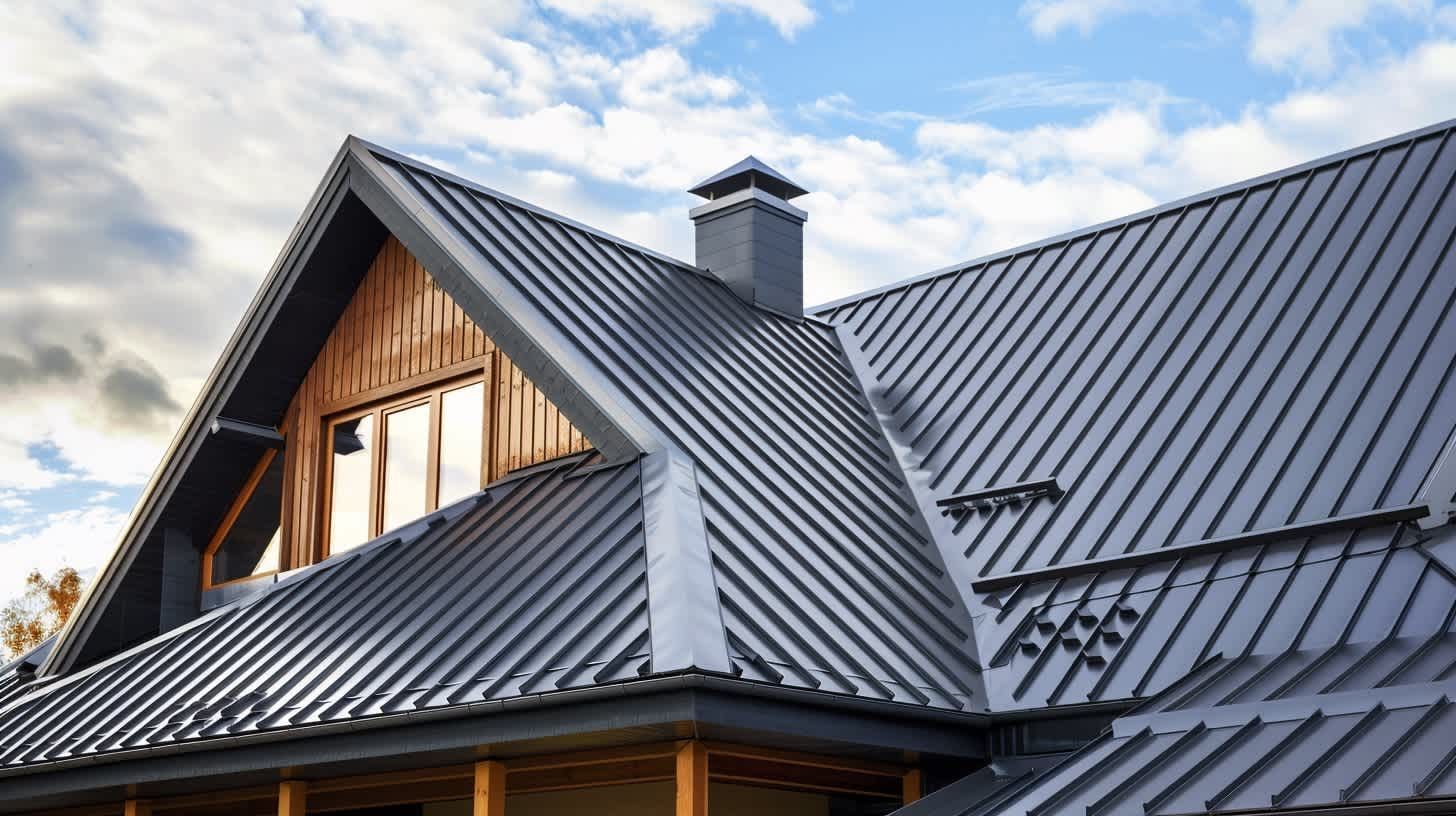 Metal roofing panels installed on a home