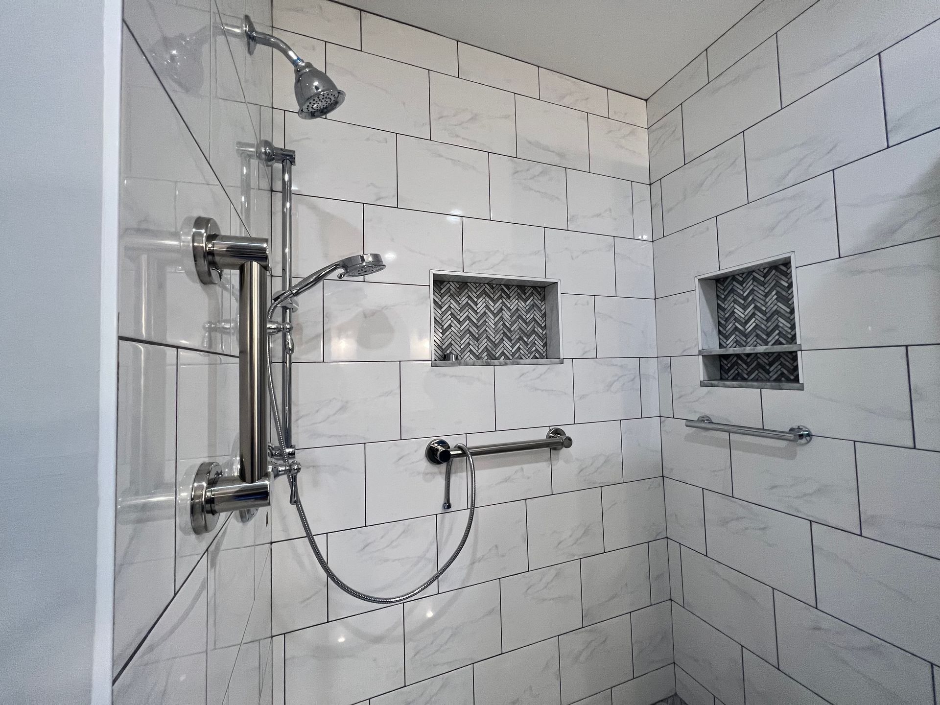 tiled bathroom shower