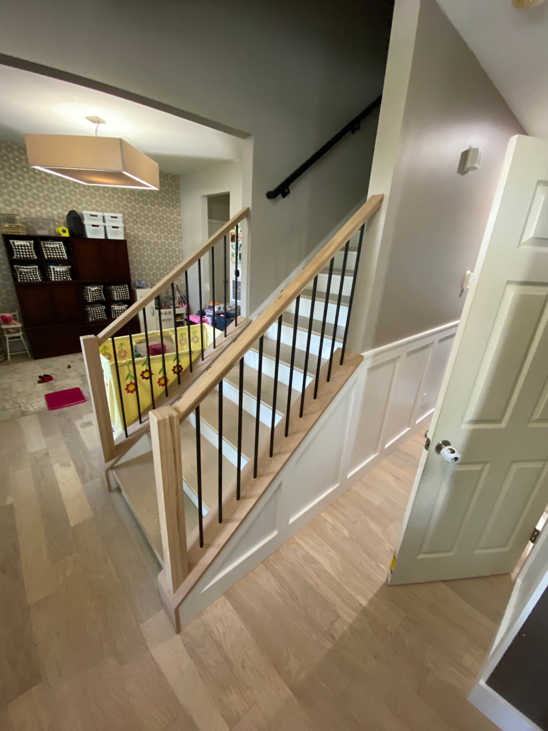 stairs with crown moulding