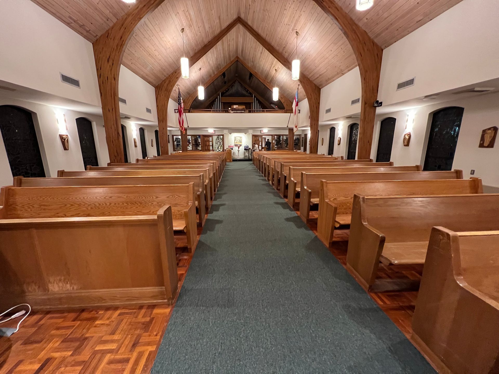 church main hall with carpet floors