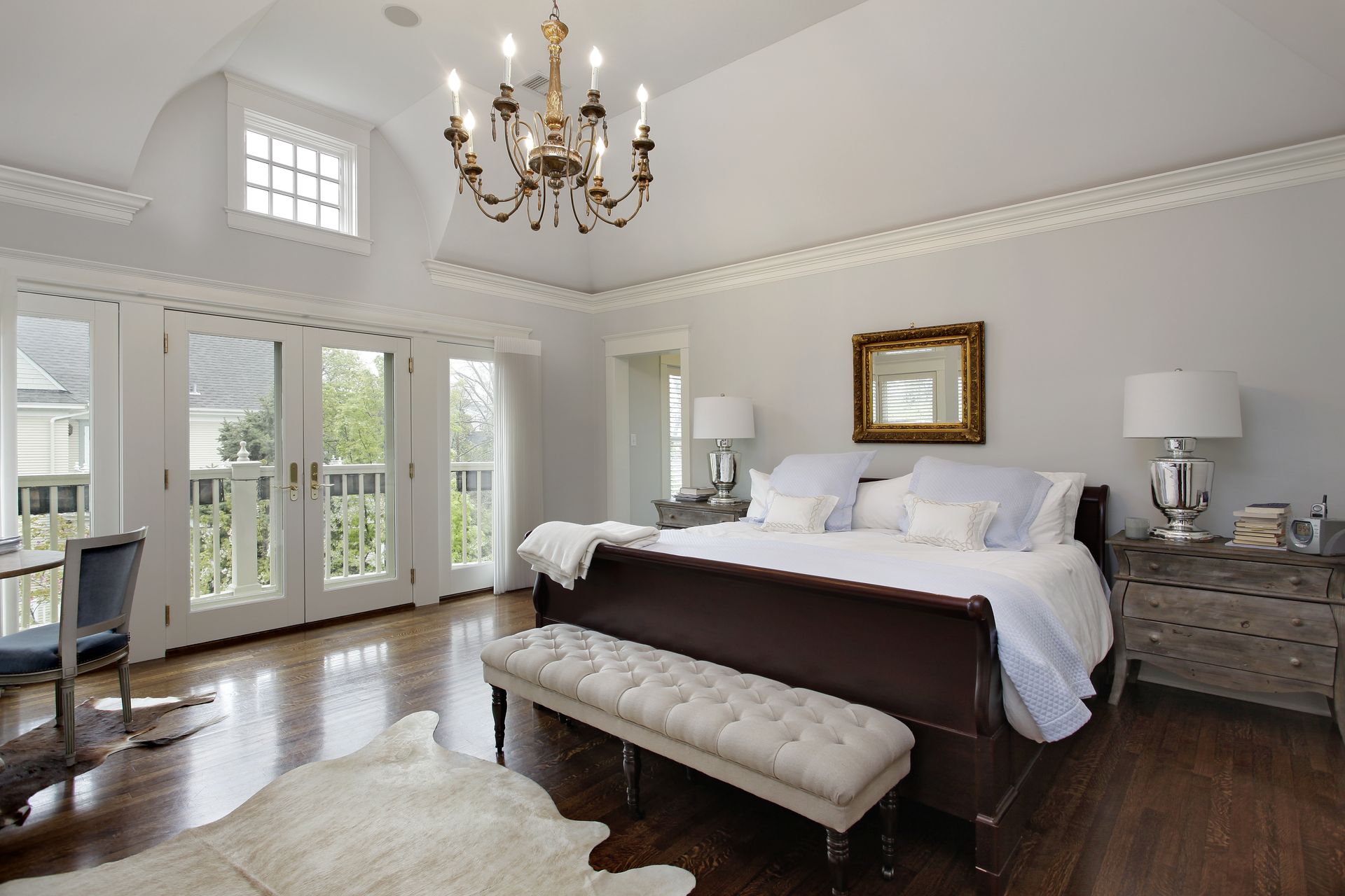bedroom with greenery outside