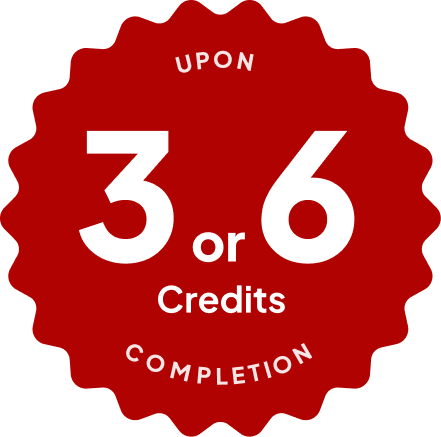 Blue badge with text: 