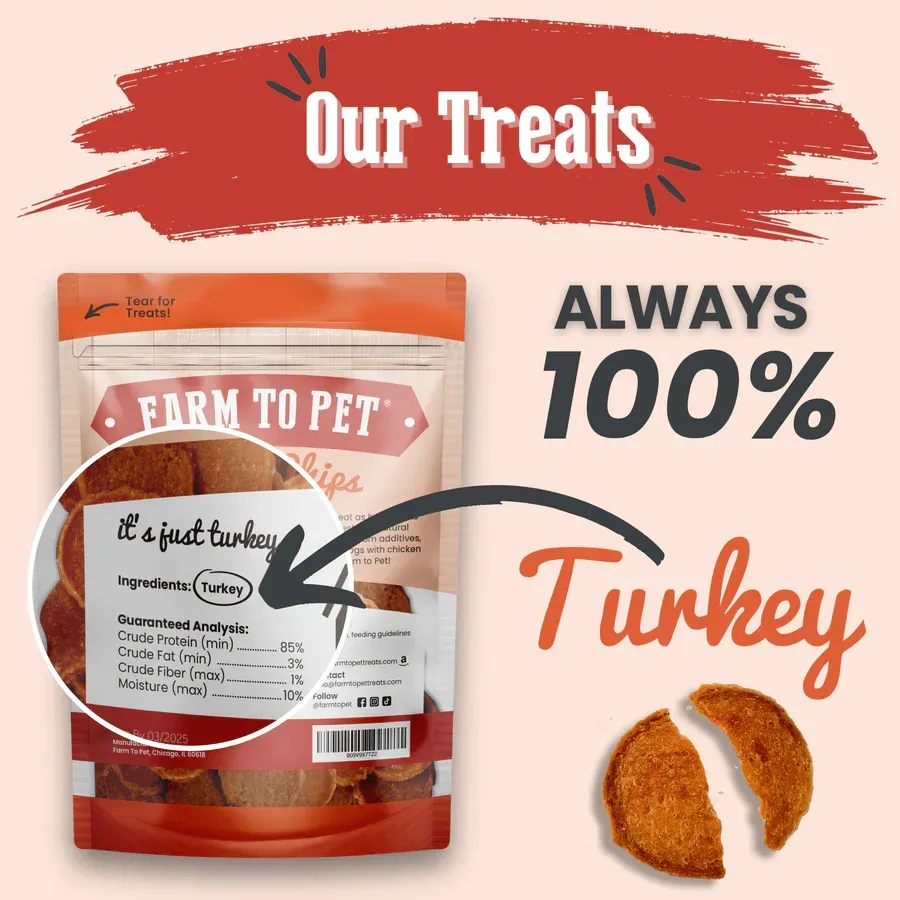 Turkey Chips for Dogs | All-Natural Single-Ingredient Healthy Dog Treats