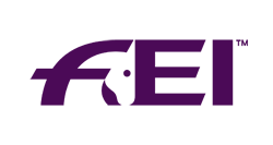 Purple FEI logo with a horse head silhouette.