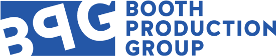 The logo for Booth Production Group, featuring the blue acronym 