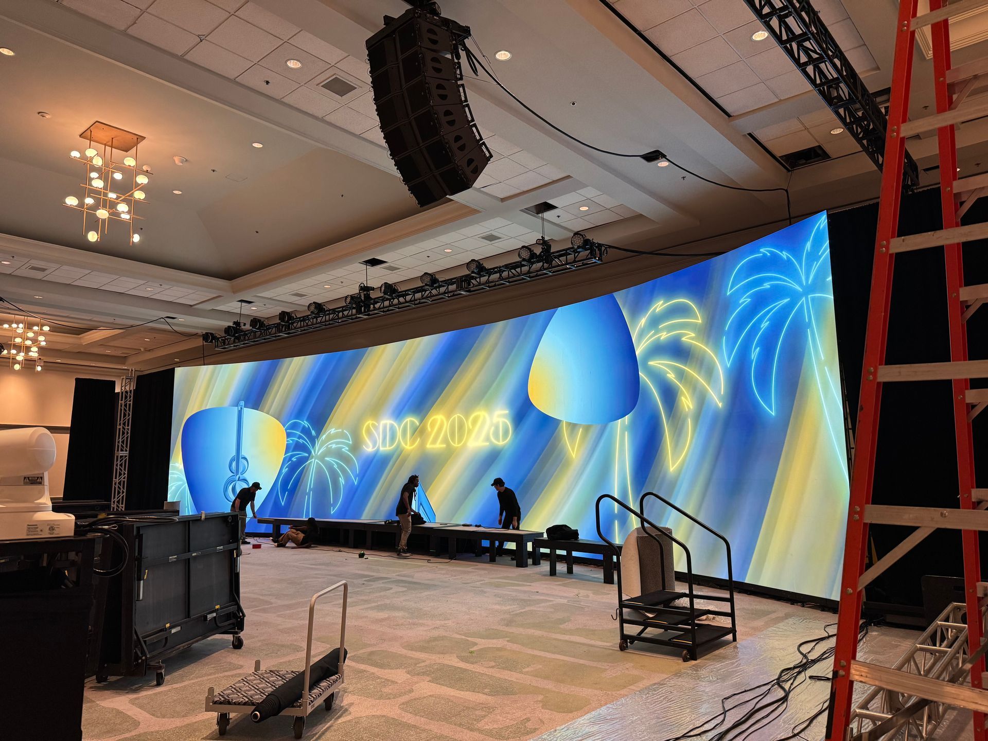 A large curved LED screen displaying 