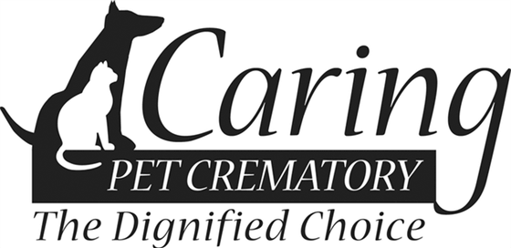 A black and white logo for caring pet crematory