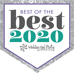 Best of the Best 2020 wedding and party network badge in purple, gray, teal, and black