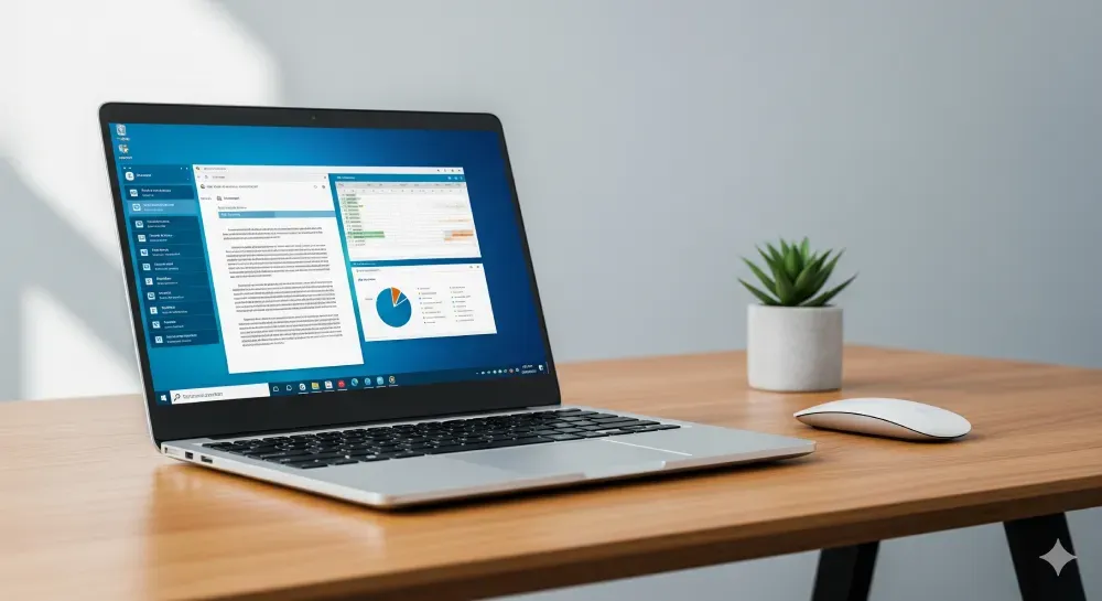 Portátil recondicionado de alto desempenho, ideal para produtividade em escritório e home office.