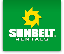 Sunbelt Rentals logo on green background with yellow sun icon