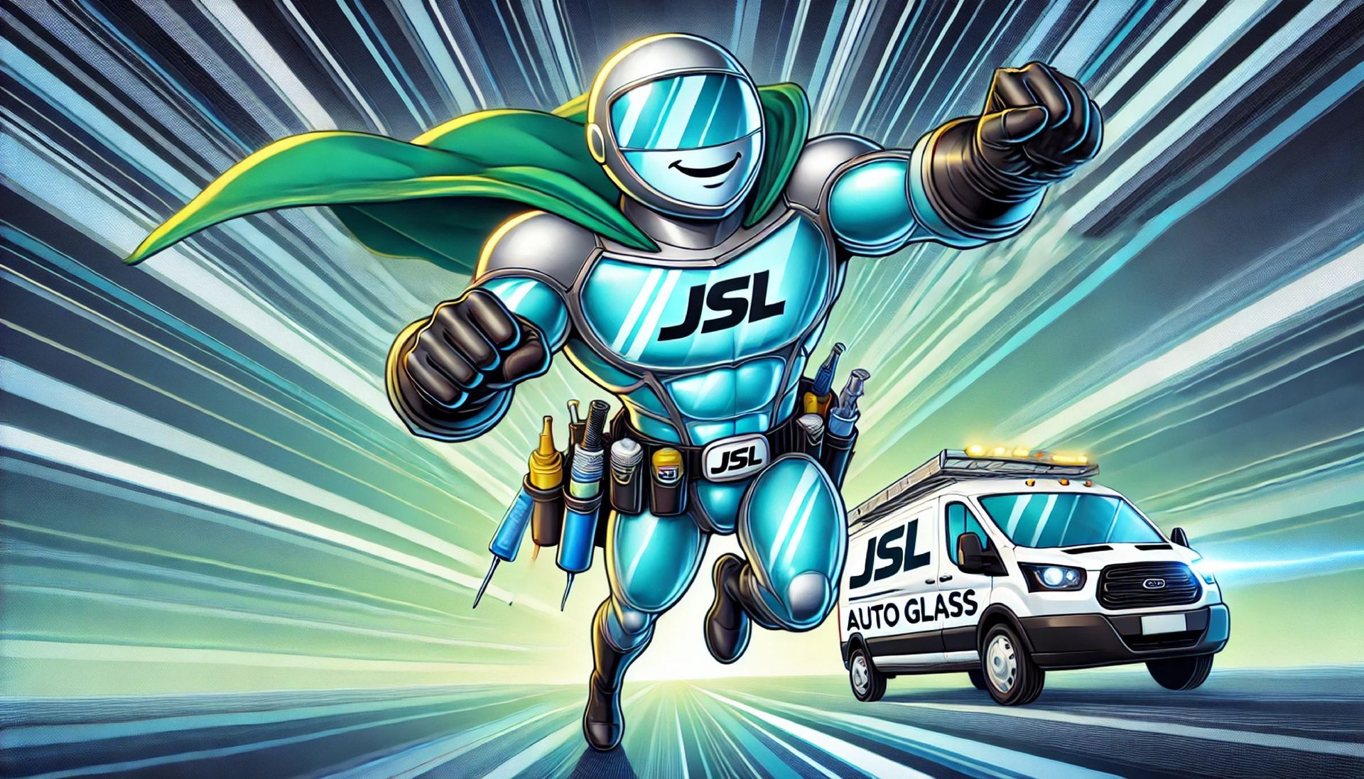 A woman wearing glasses and a necklace is smiling while sitting in a car.