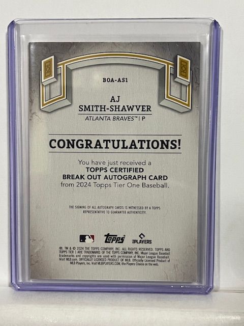 2024 Topps Tier One AJ Smith-Shawver - Autograph (on card)  #172/199 #ShortPrint