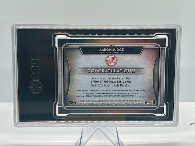 2020 Topps Tribute Stamp Of Approval Relic Aaron Judge Orange 23/25