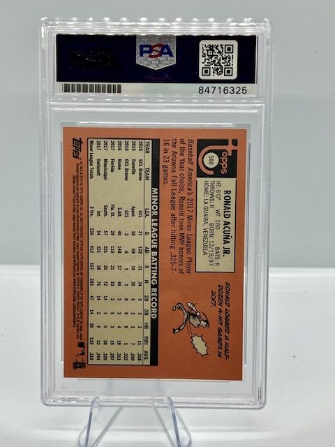 2018 Topps Heritage Rookie Ronald Acuna Jr. On card Autograph PSA/DNA Certified