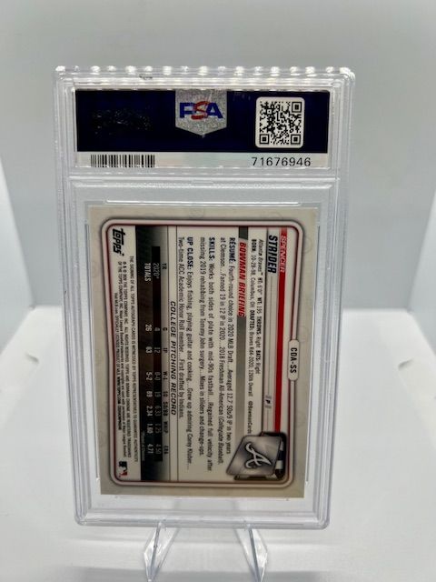 2020 Bowman 1st Draft Spencer Strider Chrome Auto Blue Refractor 132/150