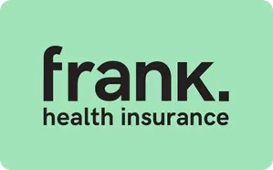 Frank health insurance logo on a green background