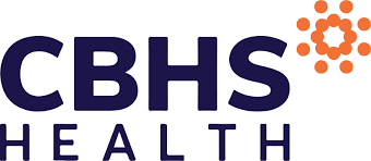 A logo for cbhs health with a sun in the middle