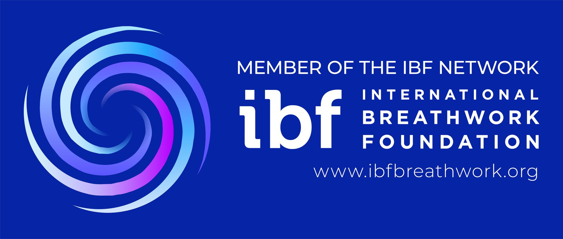 A blue logo for the ibf network international breathwork foundation