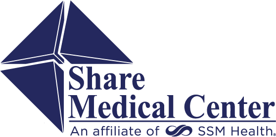 The logo for share medical center an affiliate of ssm health