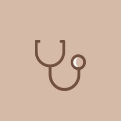 a stethoscope icon on a brown background .