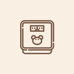 a brown icon of a baby scale with a teddy bear on it .