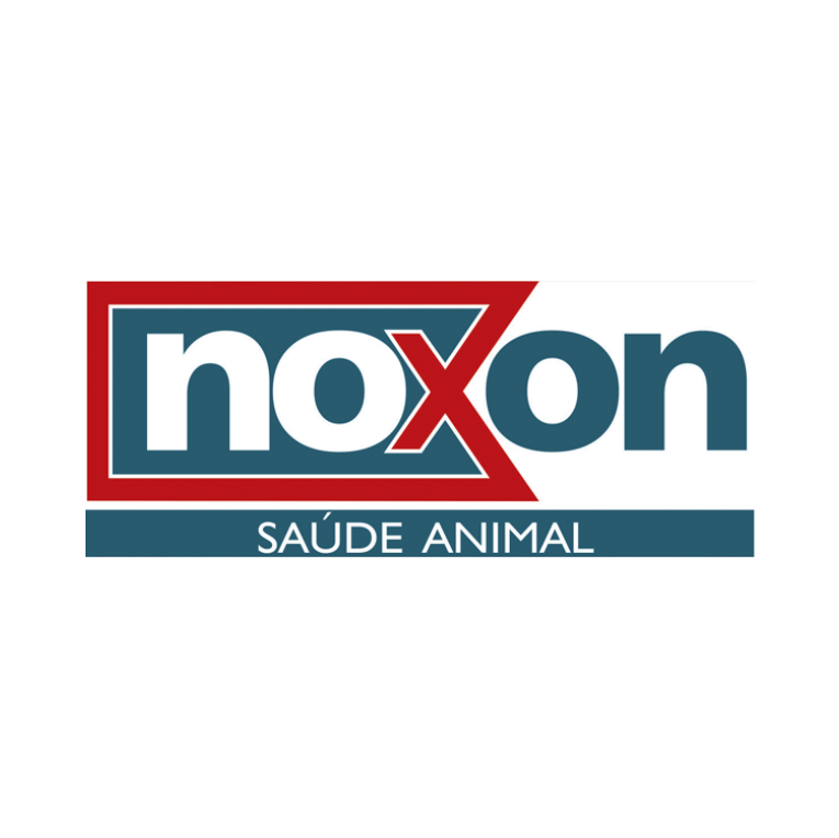 Um logotipo para uma empresa chamada noxon saúde animal