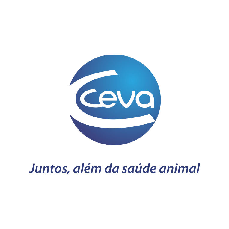 Um círculo azul com a palavra ceva nele