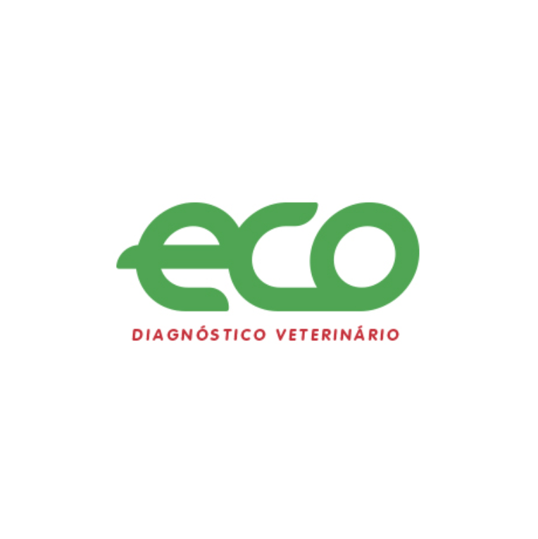 Um logotipo verde para eco diagnostico veterinario em um fundo branco