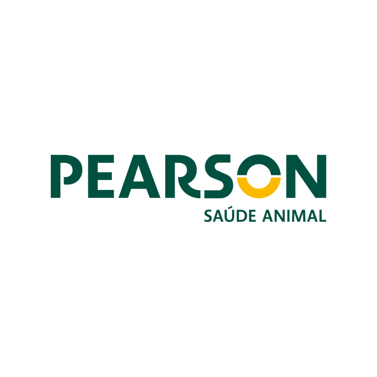 O logotipo da pearson saúde animal é verde e amarelo.