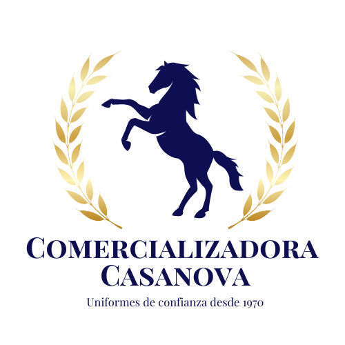 Un logotipo para comercializadora casanova con un caballo y una corona de laurel.