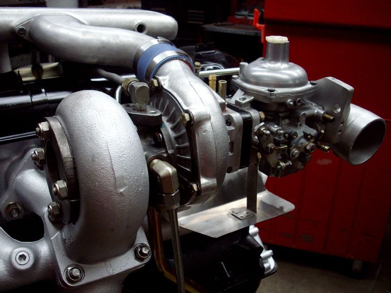 A close up of a turbo on a car engine