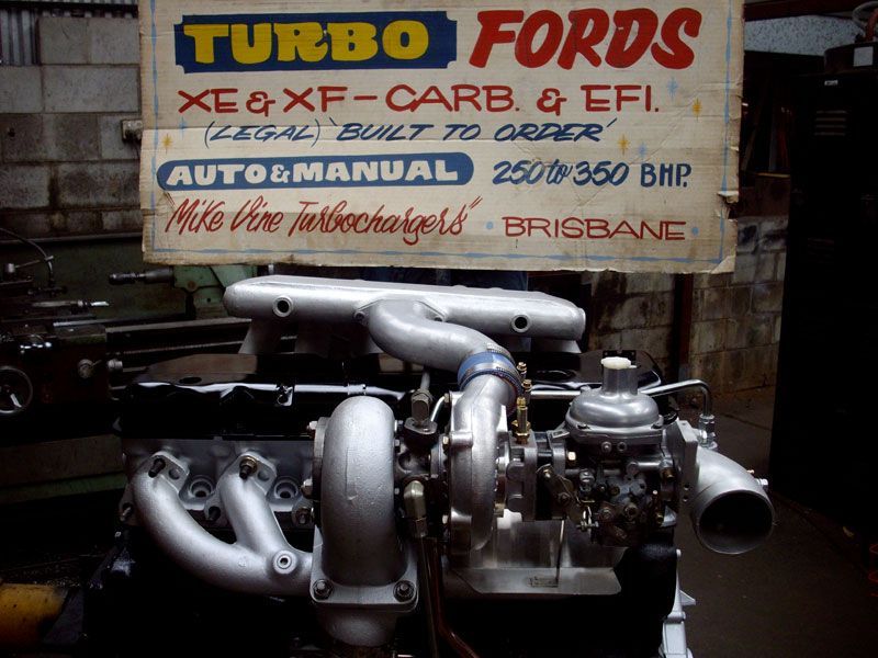 A turbo ford engine is being built in brisbane