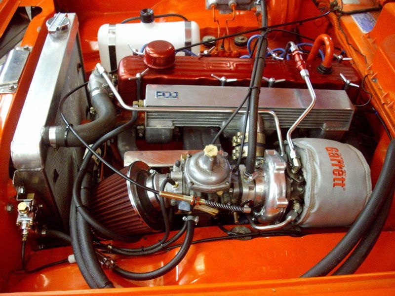 A close up of a car engine with the word garrett on it