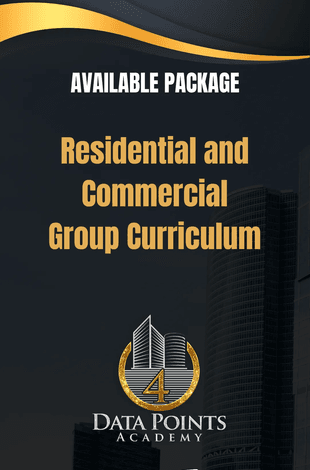 A poster for residential and commercial group curriculum by data points academy.