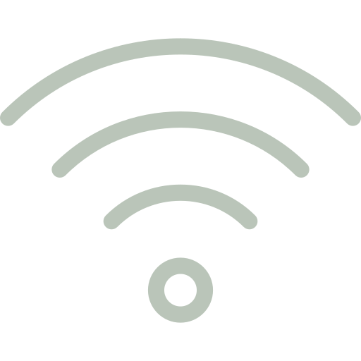 A green icon of a wifi signal with a circle in the middle.