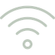 A green icon of a wifi signal with a circle in the middle.