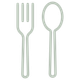 A fork and spoon icon on a white background.