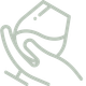 A line drawing of a hand holding a glass of wine.
