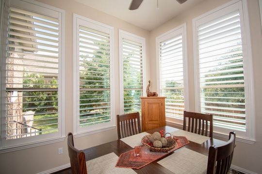 Dining room shutters with louvers open