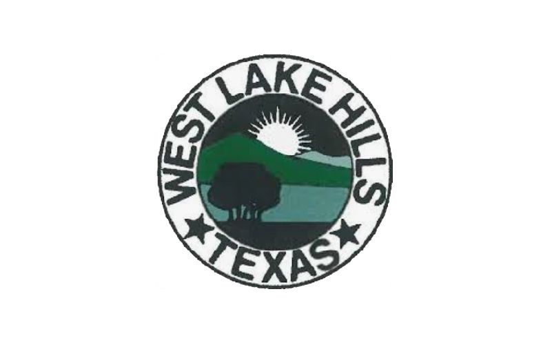 A logo for west lake hills texas with a tree in the middle