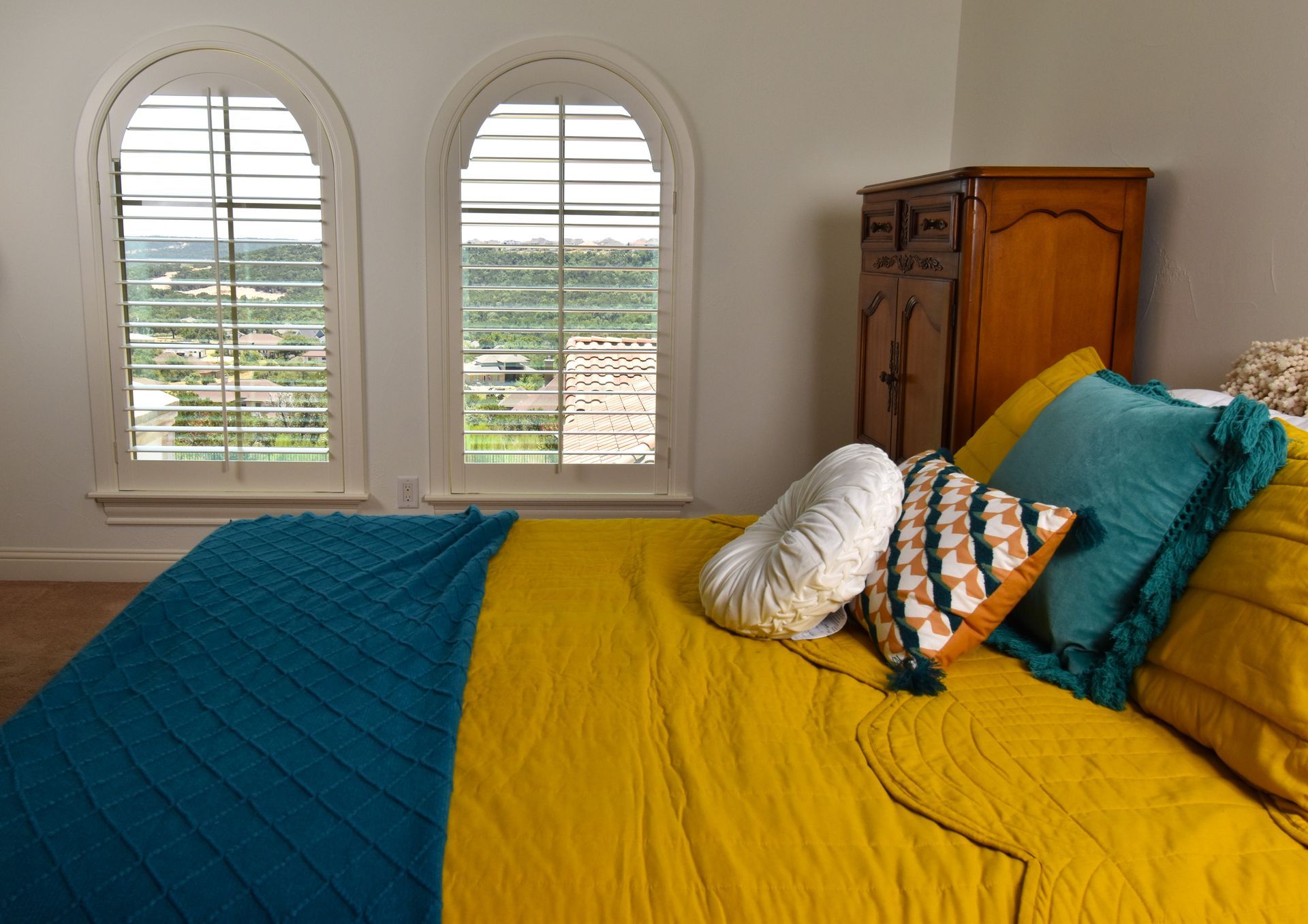 Bedroom interior shutters