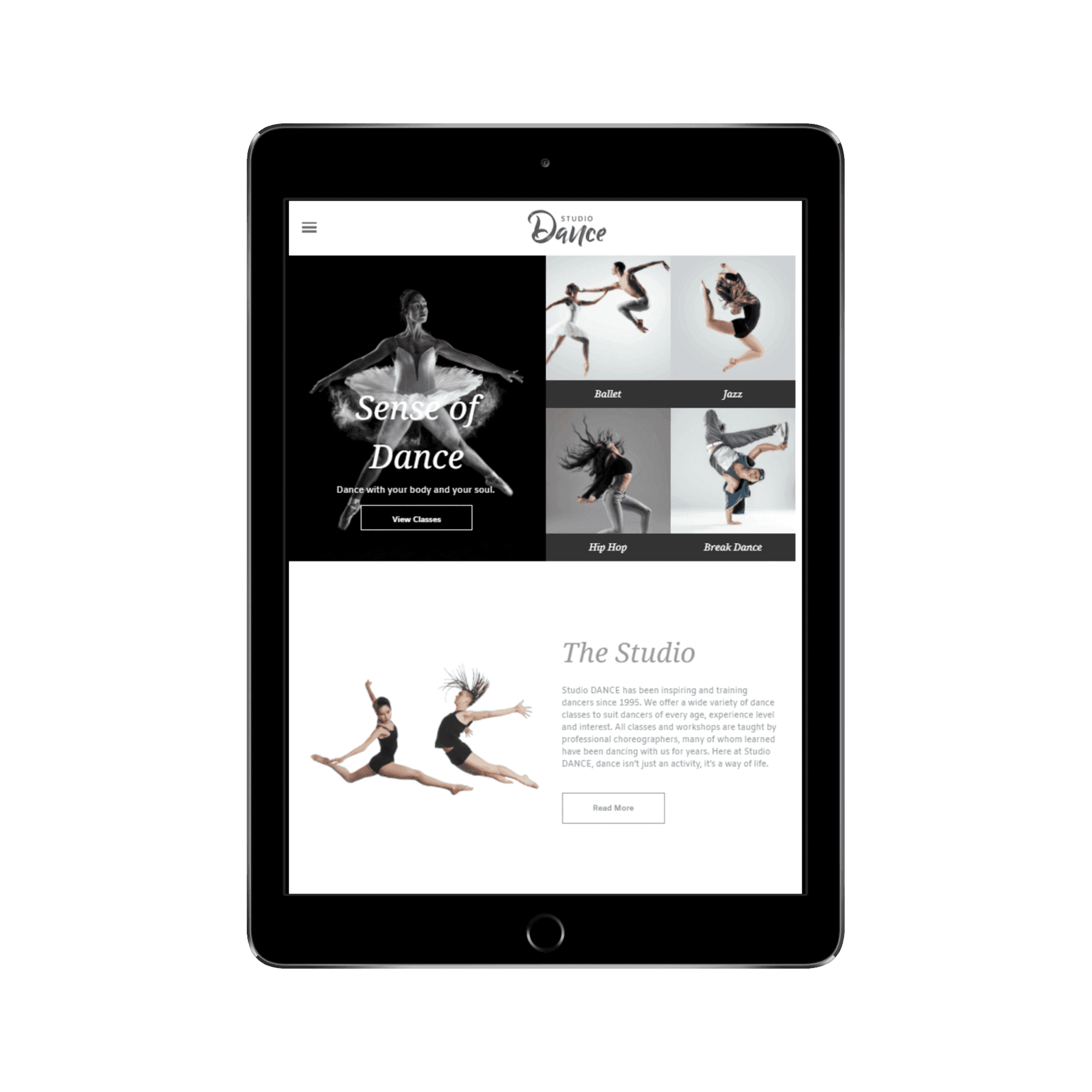 Dance Studio Tablet/iPad View
