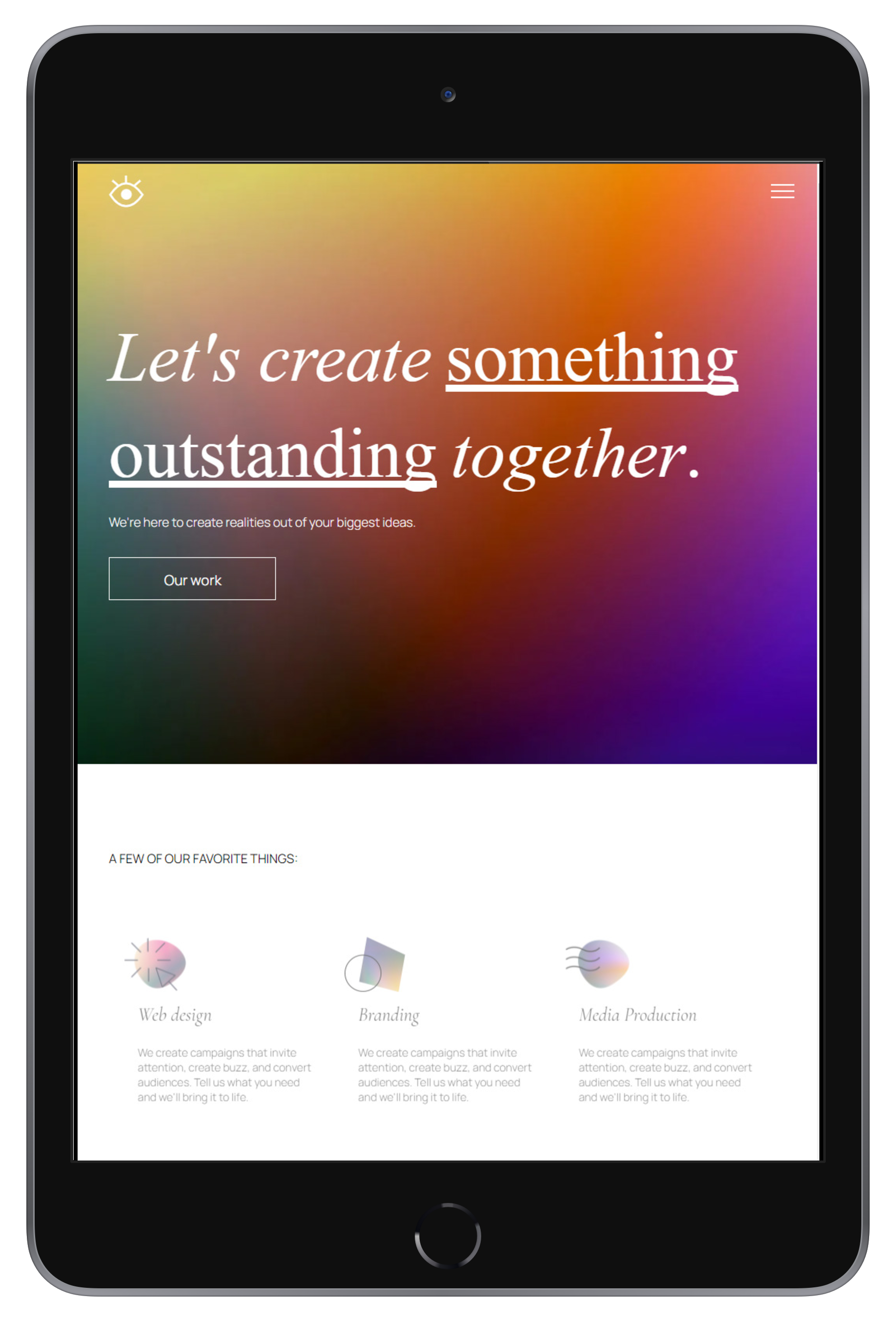Design Agency Tablet/iPad View
