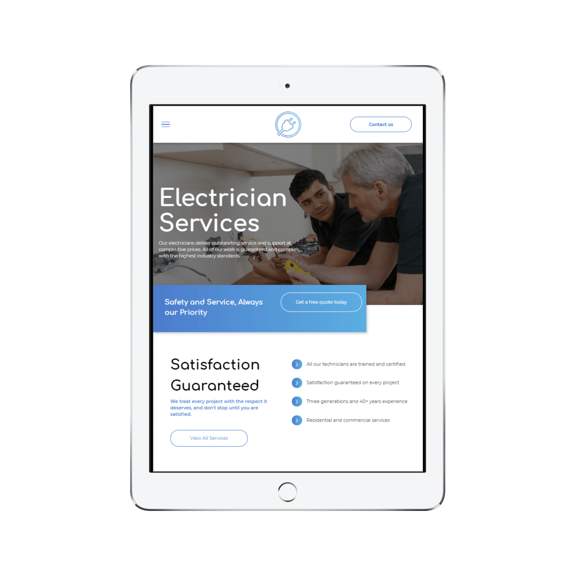 Electrician Tablet/iPad View