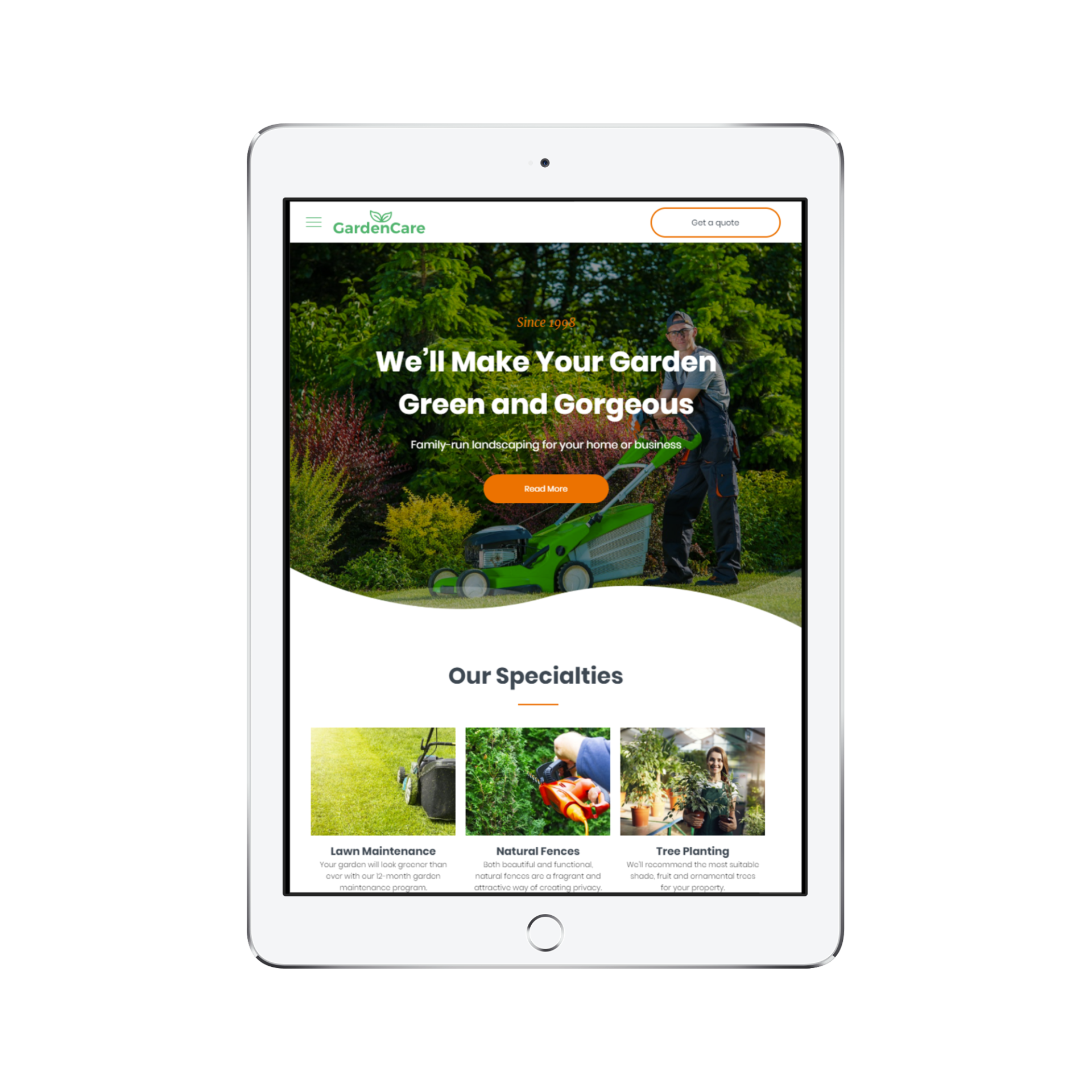 Gardener Tablet/iPad View