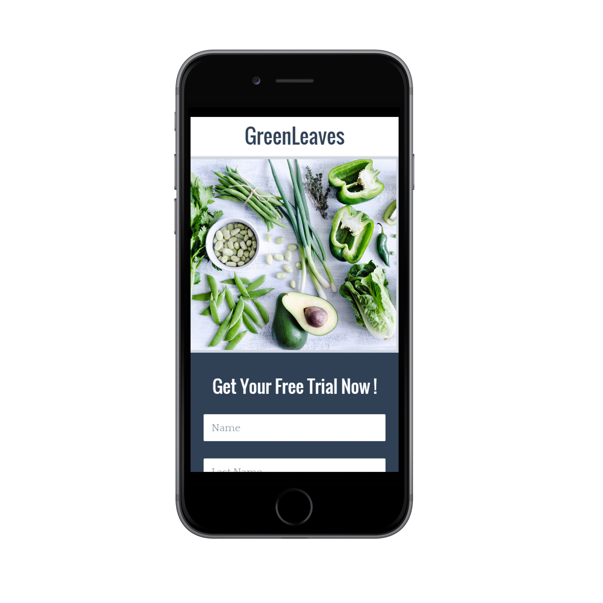 Green Leaves Landing Page Template Mobile View
