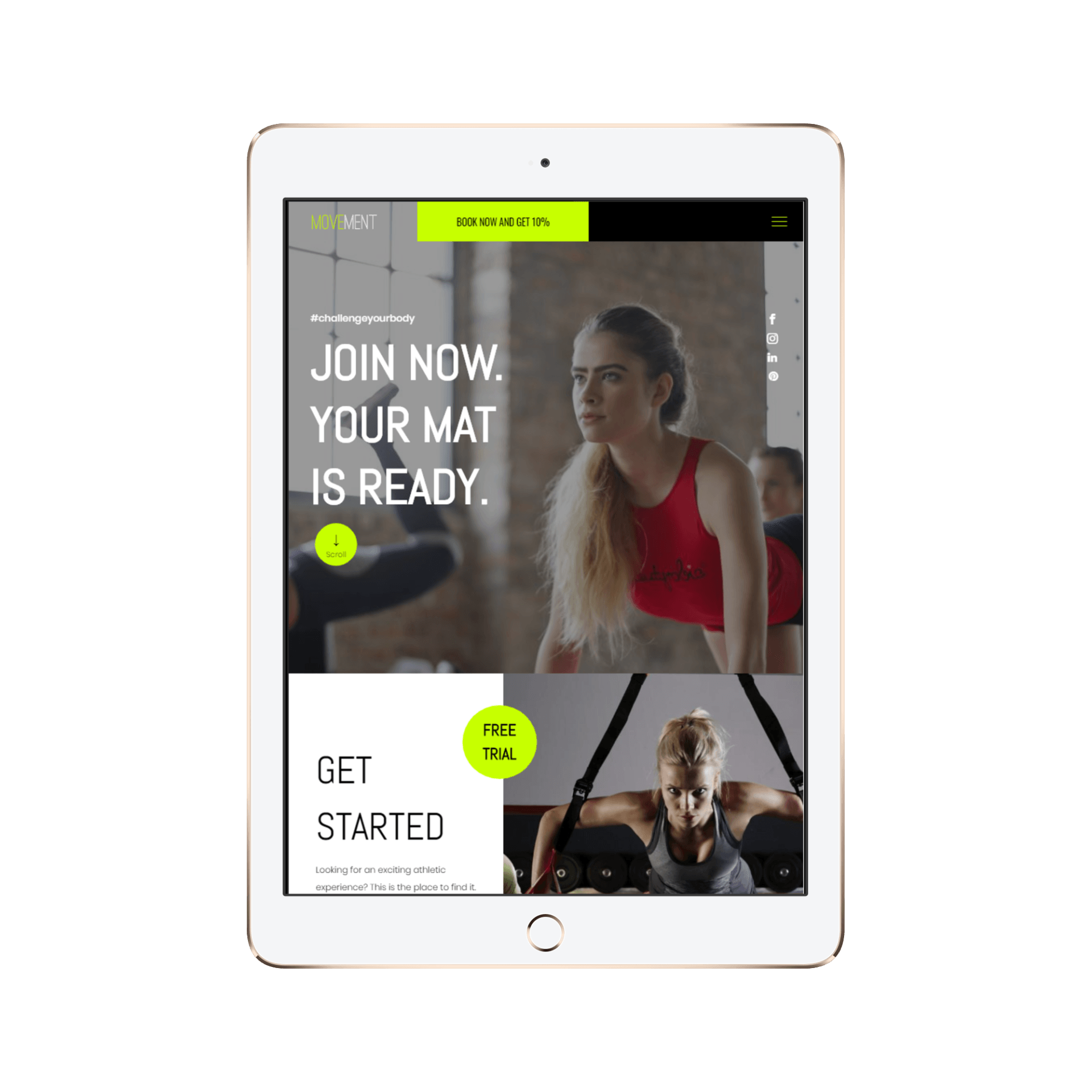 Gym Template Tablet/iPad View