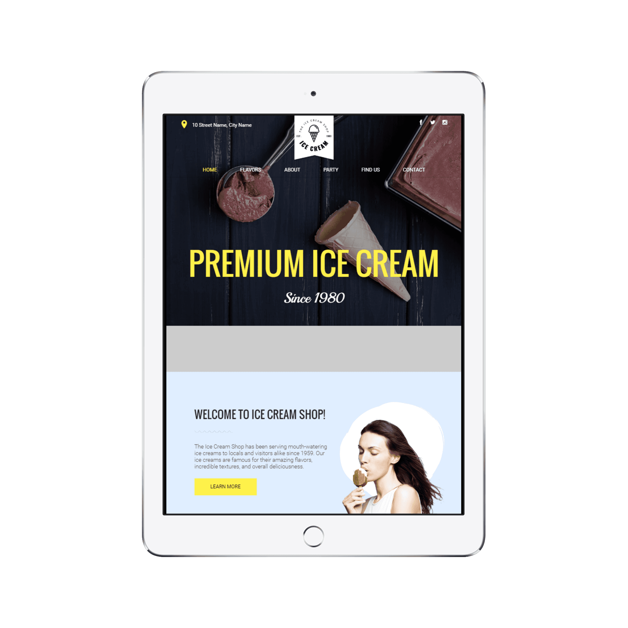 Ice Cream Shop Tablet/iPad View